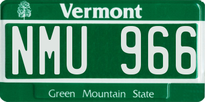 VT license plate NMU966