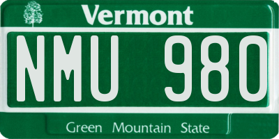 VT license plate NMU980