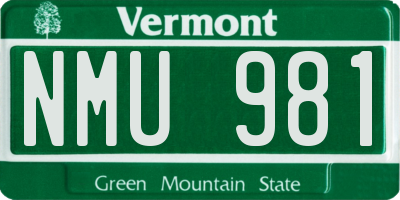 VT license plate NMU981