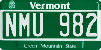 VT license plate NMU982