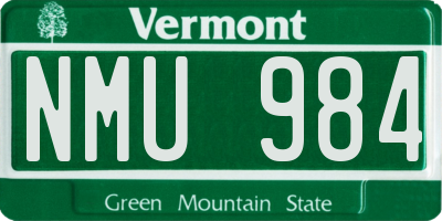 VT license plate NMU984