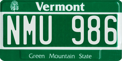 VT license plate NMU986