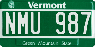 VT license plate NMU987