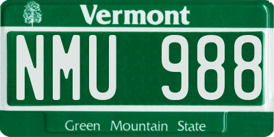 VT license plate NMU988