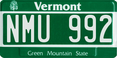 VT license plate NMU992