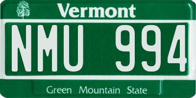 VT license plate NMU994