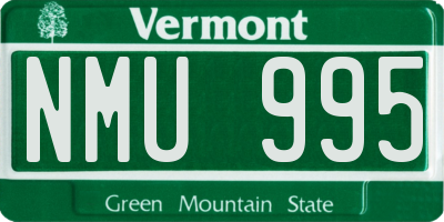 VT license plate NMU995