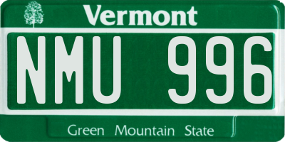 VT license plate NMU996