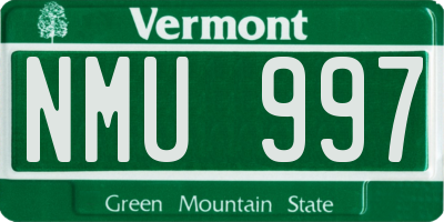 VT license plate NMU997