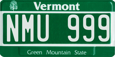 VT license plate NMU999