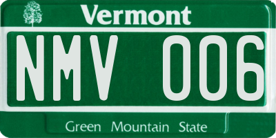 VT license plate NMV006