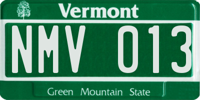 VT license plate NMV013