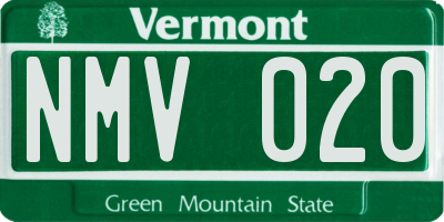 VT license plate NMV020