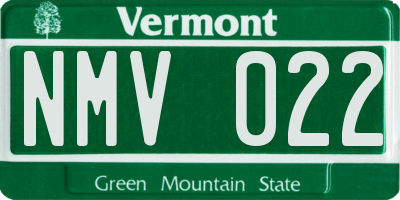 VT license plate NMV022