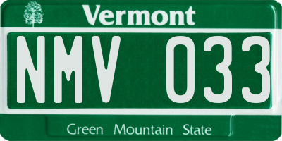 VT license plate NMV033