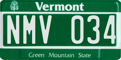 VT license plate NMV034