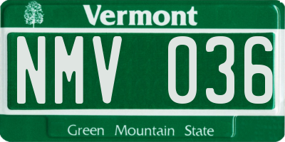 VT license plate NMV036