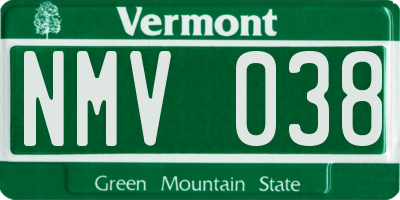 VT license plate NMV038