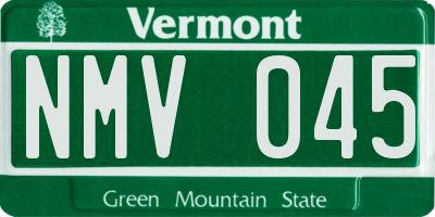 VT license plate NMV045