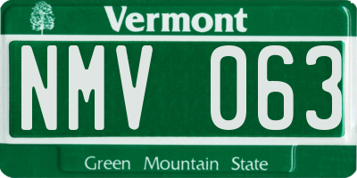 VT license plate NMV063