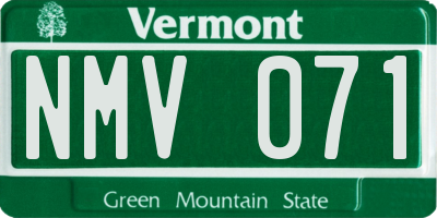 VT license plate NMV071