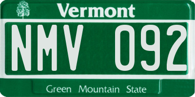 VT license plate NMV092