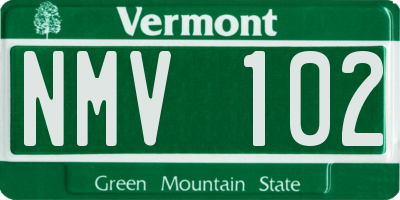 VT license plate NMV102