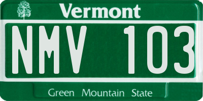 VT license plate NMV103
