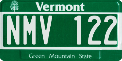 VT license plate NMV122