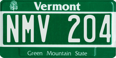 VT license plate NMV204