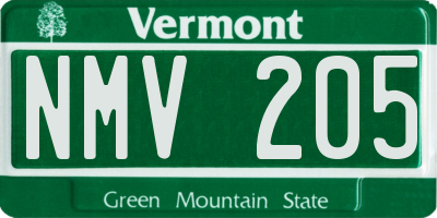 VT license plate NMV205