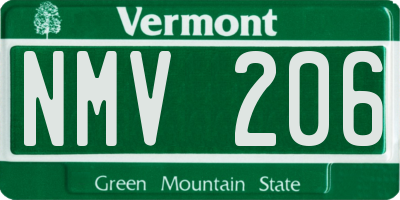 VT license plate NMV206