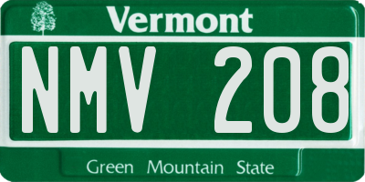 VT license plate NMV208