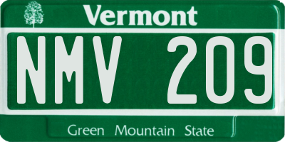 VT license plate NMV209