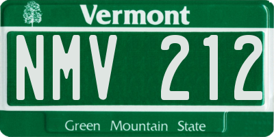 VT license plate NMV212