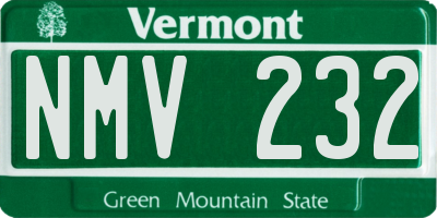 VT license plate NMV232