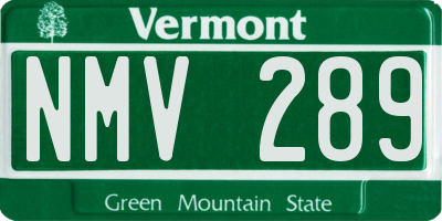 VT license plate NMV289