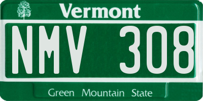VT license plate NMV308