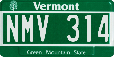 VT license plate NMV314