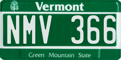 VT license plate NMV366