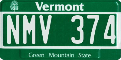 VT license plate NMV374
