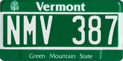VT license plate NMV387