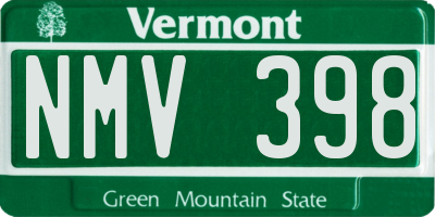 VT license plate NMV398