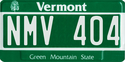 VT license plate NMV404