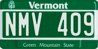 VT license plate NMV409