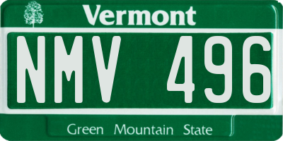 VT license plate NMV496