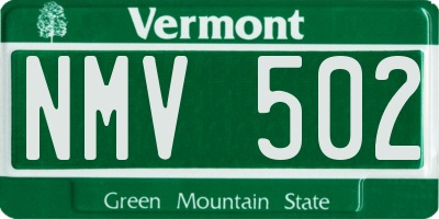 VT license plate NMV502