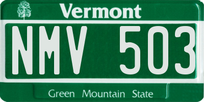 VT license plate NMV503