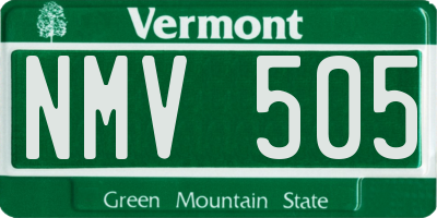 VT license plate NMV505