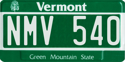 VT license plate NMV540